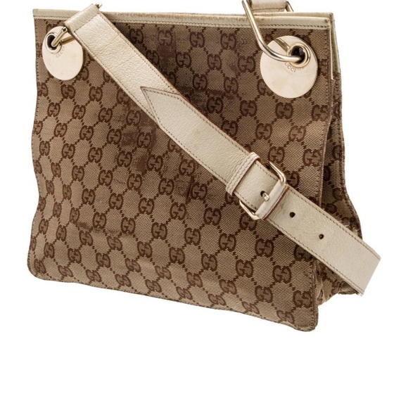 Gucci Beige and Cream Monogram Messenger Shoulder Bag - Picture 11 of 13